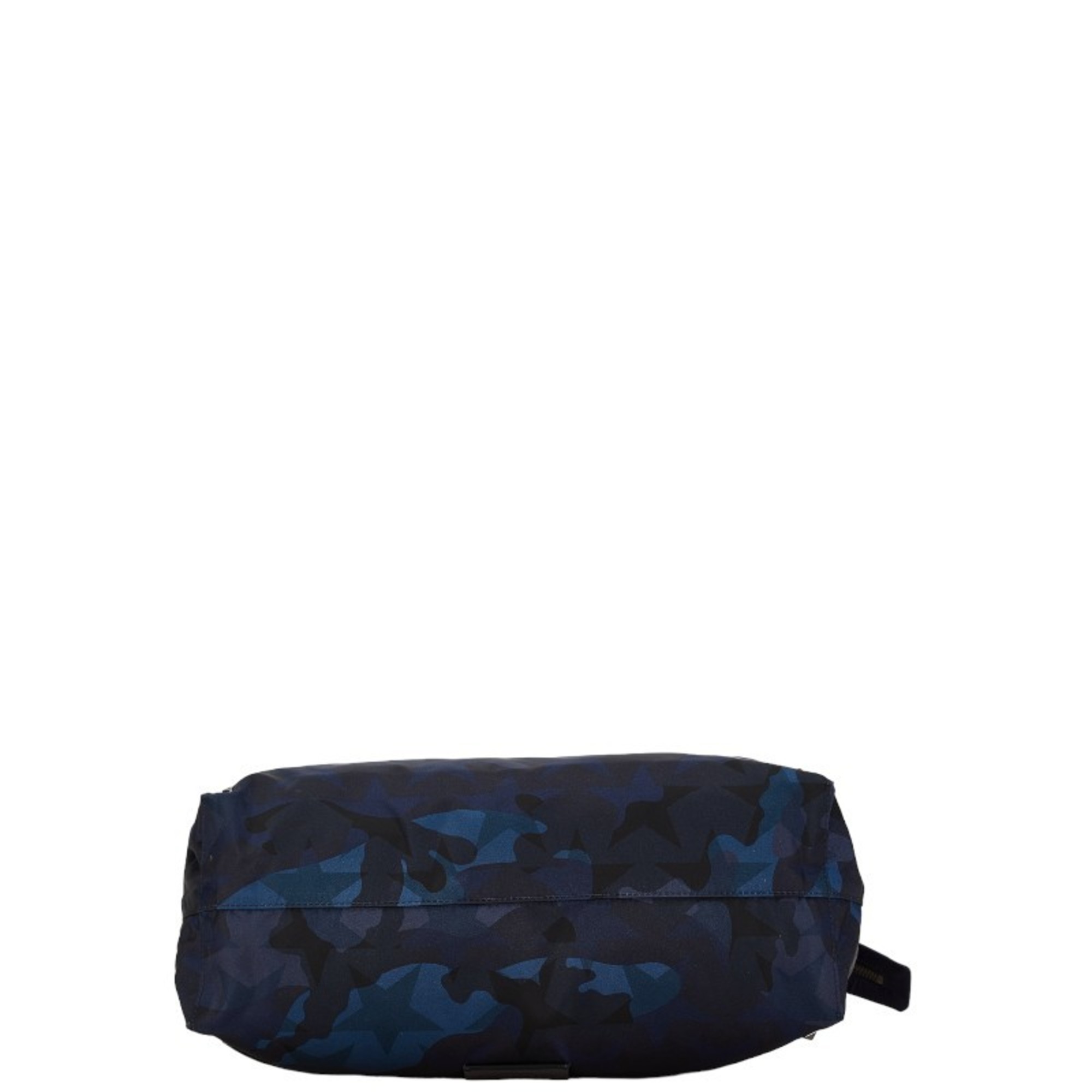 Valentino Studded Camouflage Motif Tote Bag Shoulder Navy Blue Multicolor Nylon Leather Women's