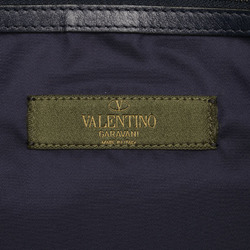 Valentino Studded Camouflage Motif Tote Bag Shoulder Navy Blue Multicolor Nylon Leather Women's