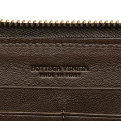 Bottega Veneta Intrecciato Round Long Wallet Brown Leather Women's BOTTEGAVENETA