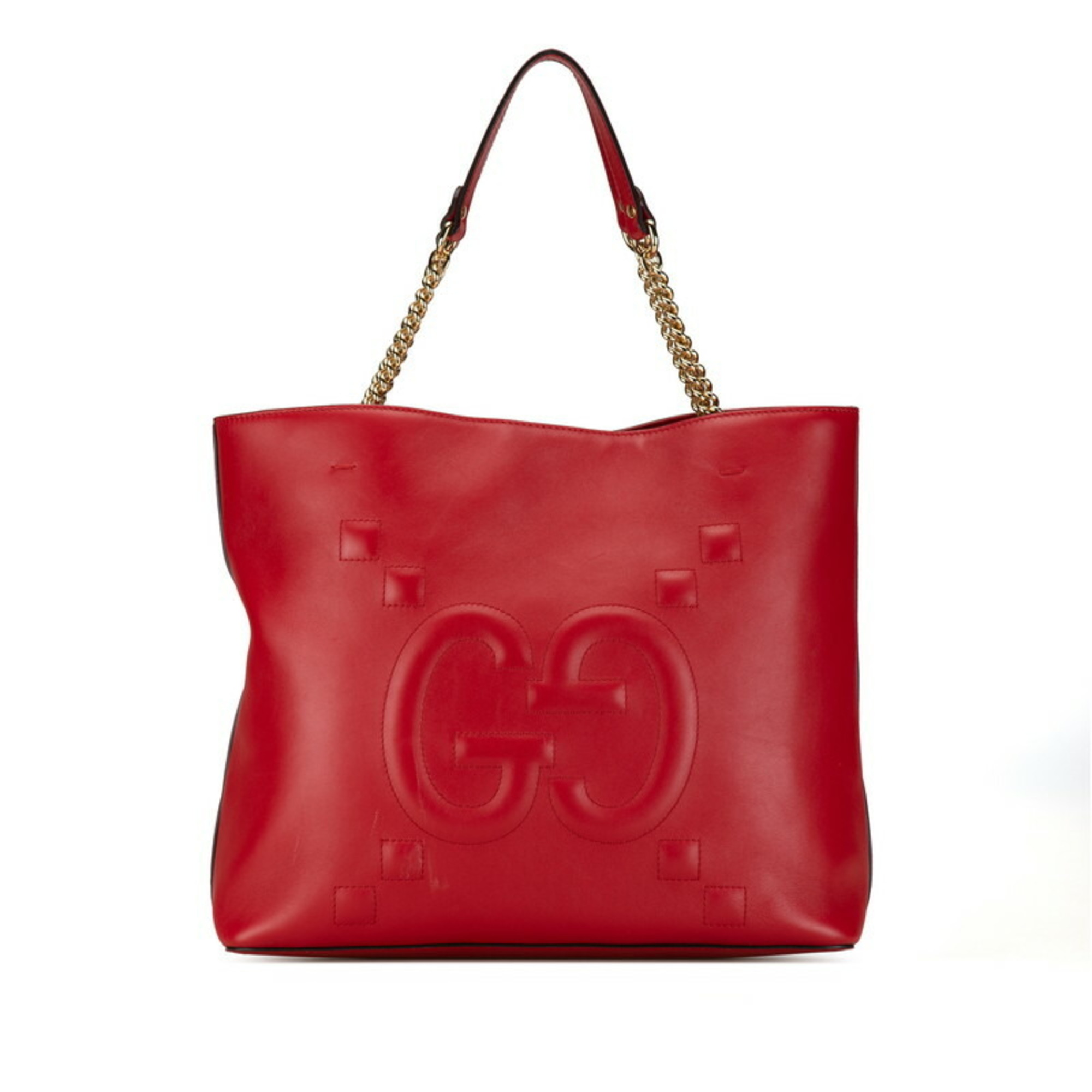 Gucci Chain Shoulder Bag Handbag Tote 453561 Red Leather Women's GUCCI