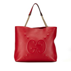 Gucci Chain Shoulder Bag Handbag Tote 453561 Red Leather Women's GUCCI