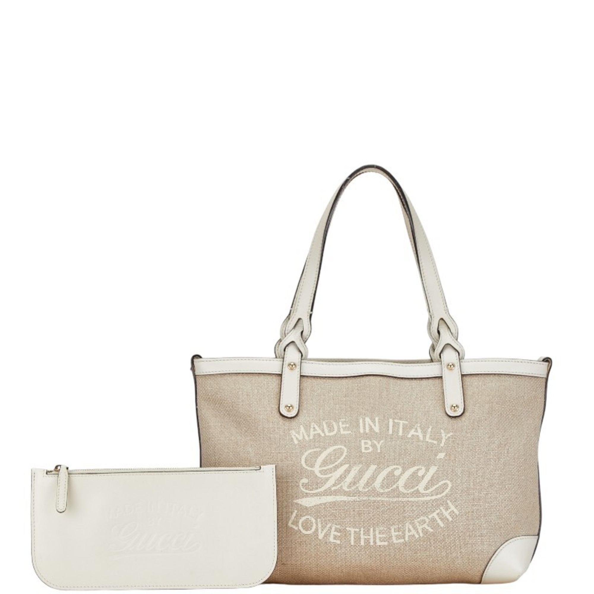 Gucci Craft Tote Bag Handbag 269878 Beige White Canvas Leather Women's GUCCI