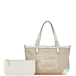 Gucci Craft Tote Bag Handbag 269878 Beige White Canvas Leather Women's GUCCI