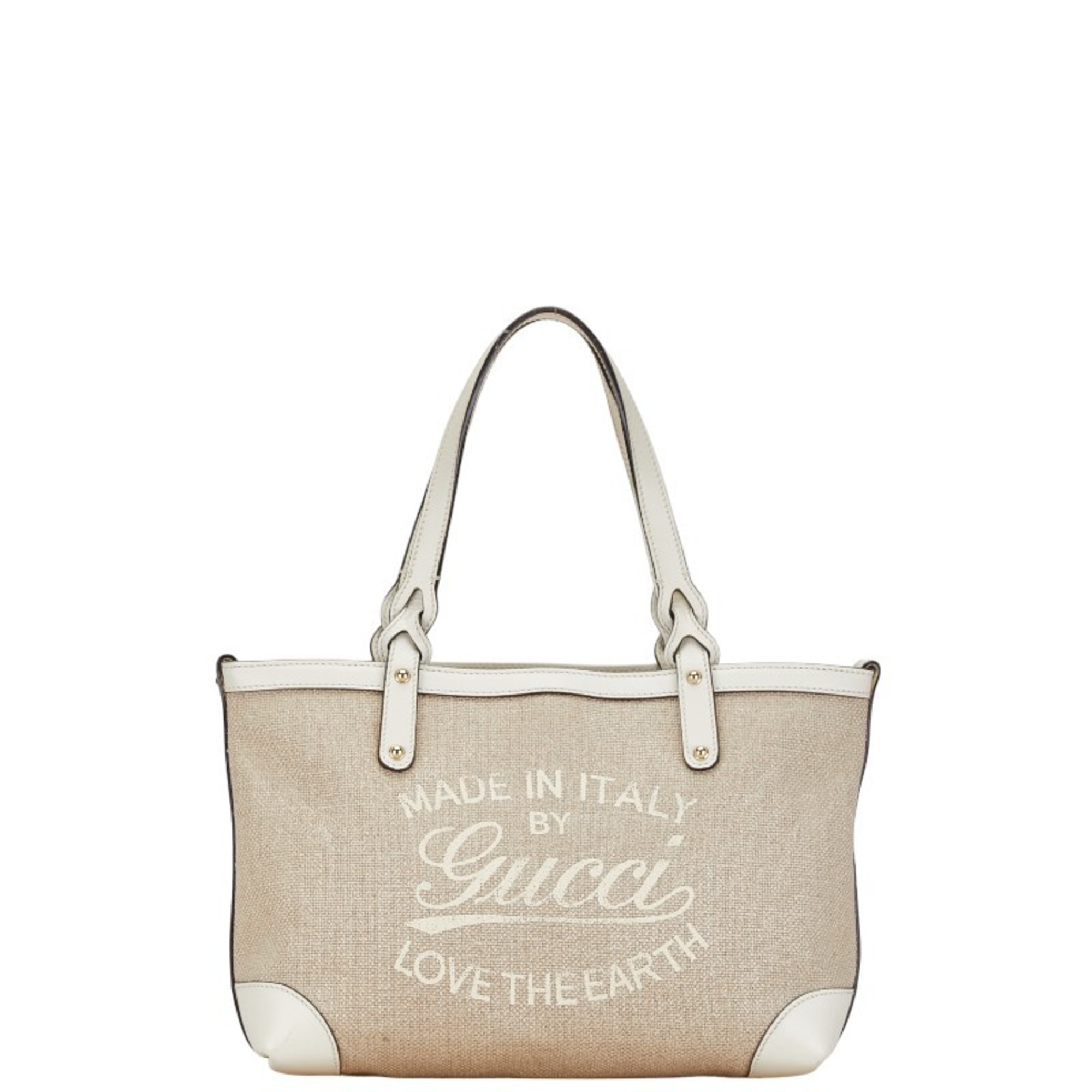 Gucci Craft Tote Bag Handbag 269878 Beige White Canvas Leather Women's GUCCI