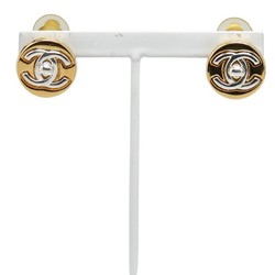 Chanel Coco Mark Round Turnlock Earrings Gold Silver Plated Women's CHANEL