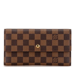 Louis Vuitton Damier Porte Tresor International Long Wallet N61215 Brown PVC Leather Women's LOUIS VUITTON