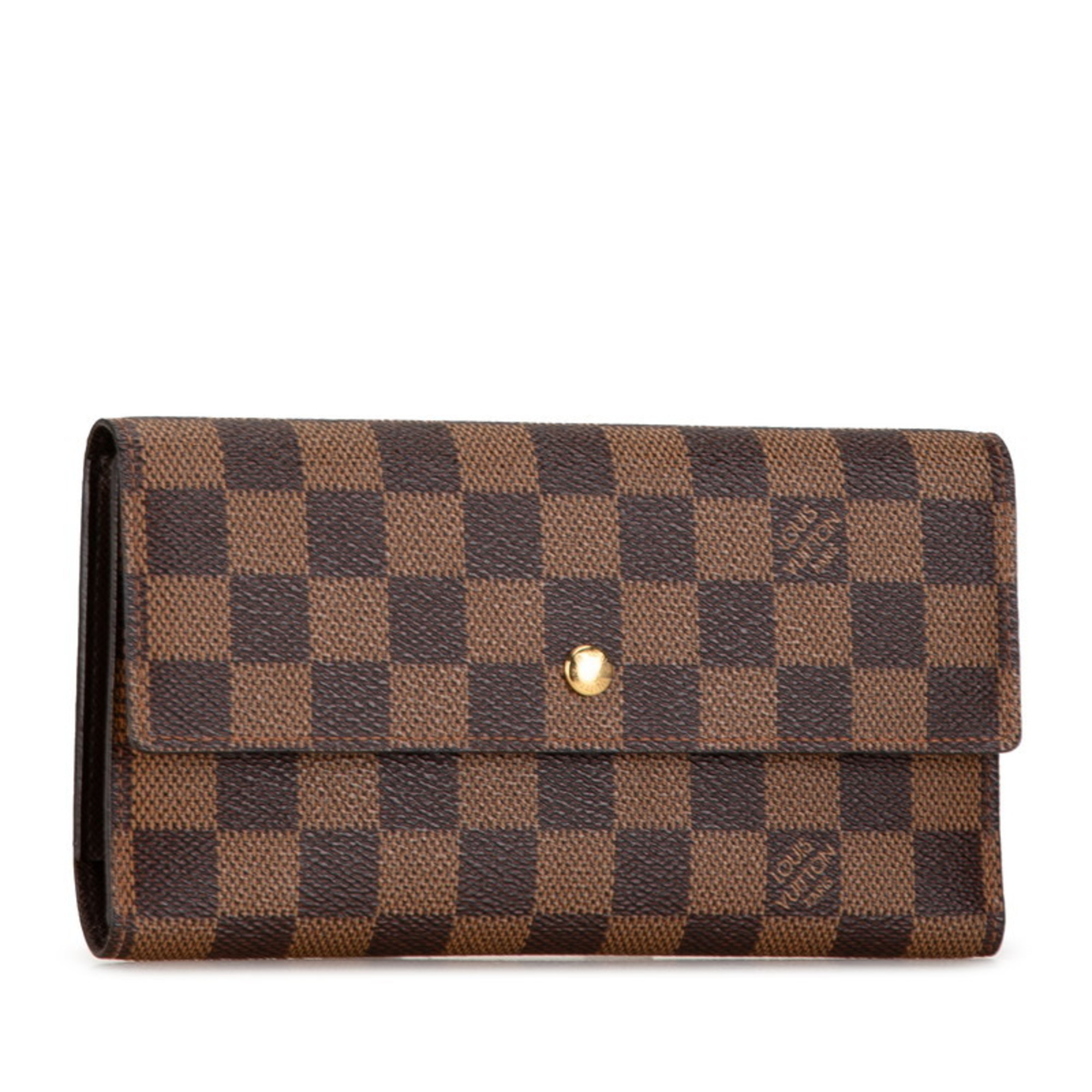 Louis Vuitton Damier Porte Tresor International Long Wallet N61215 Brown PVC Leather Women's LOUIS VUITTON