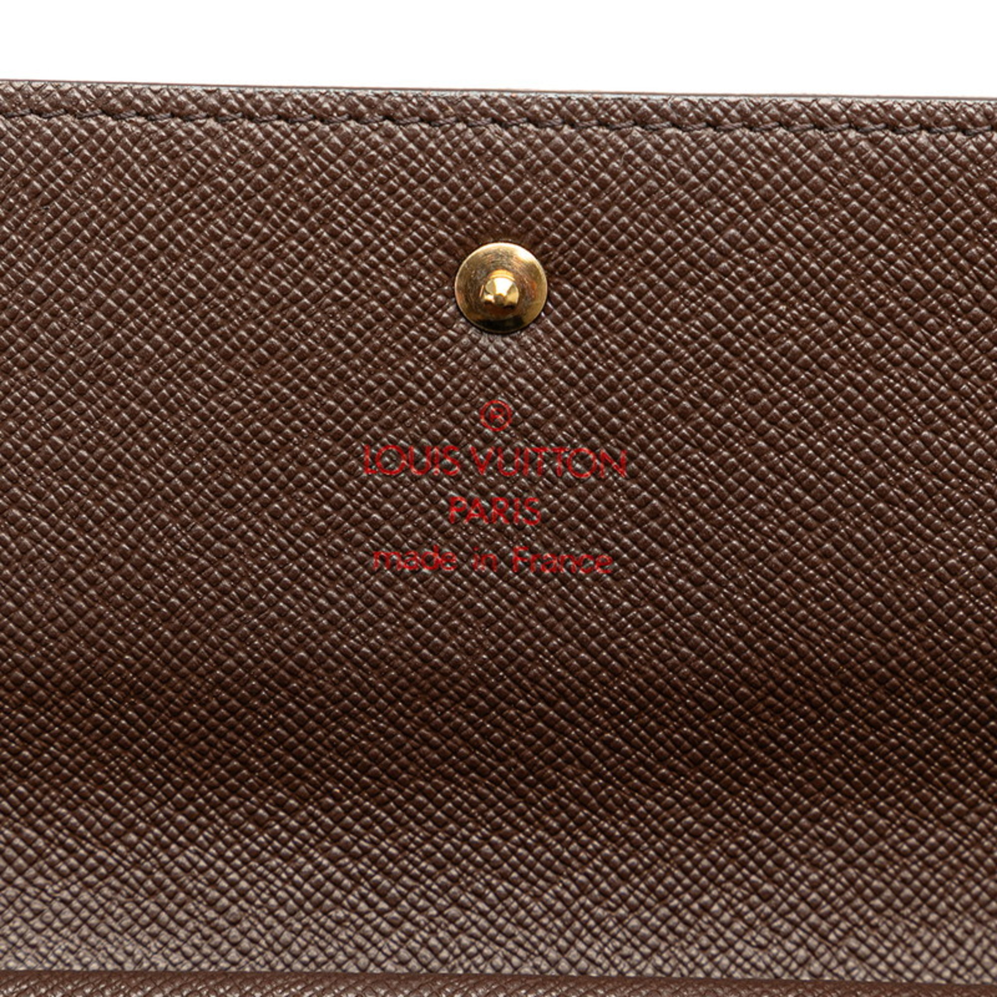 Louis Vuitton Damier Porte Tresor International Long Wallet N61215 Brown PVC Leather Women's LOUIS VUITTON