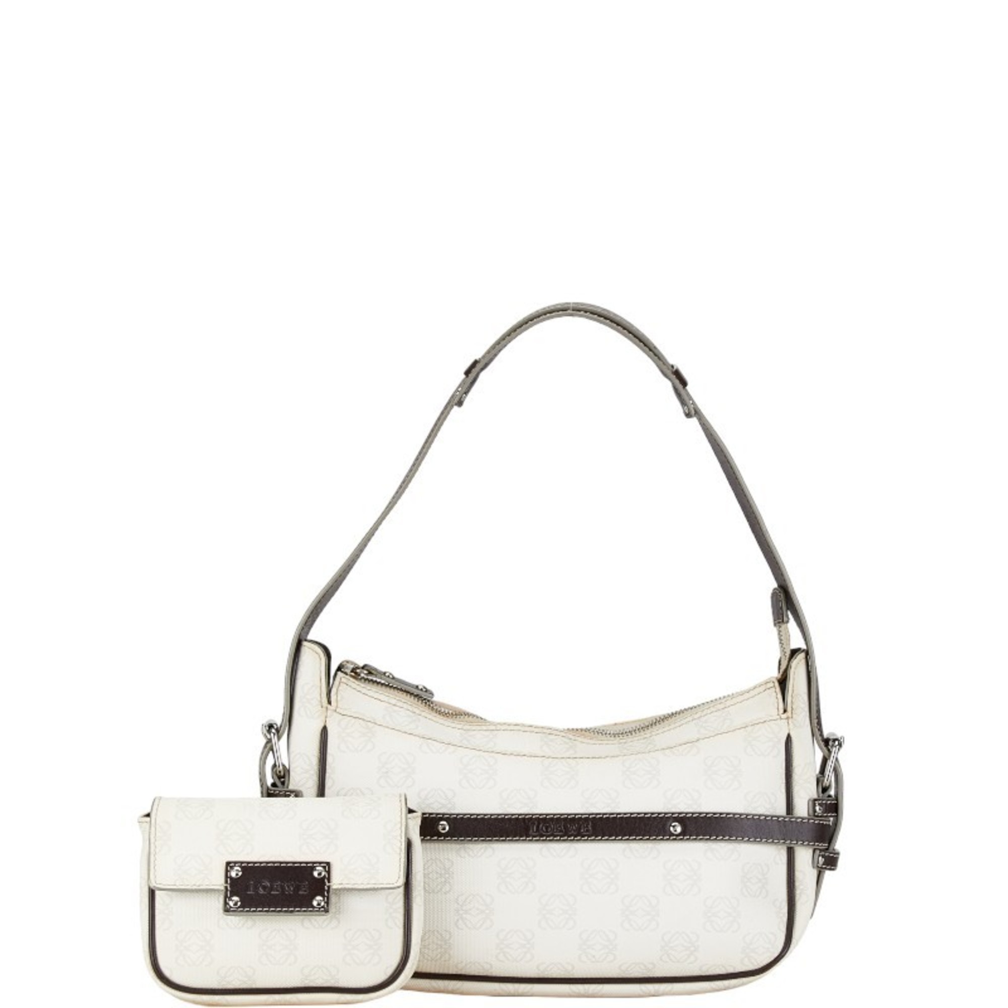 LOEWE Anagram Bag White Brown PVC Leather Women's