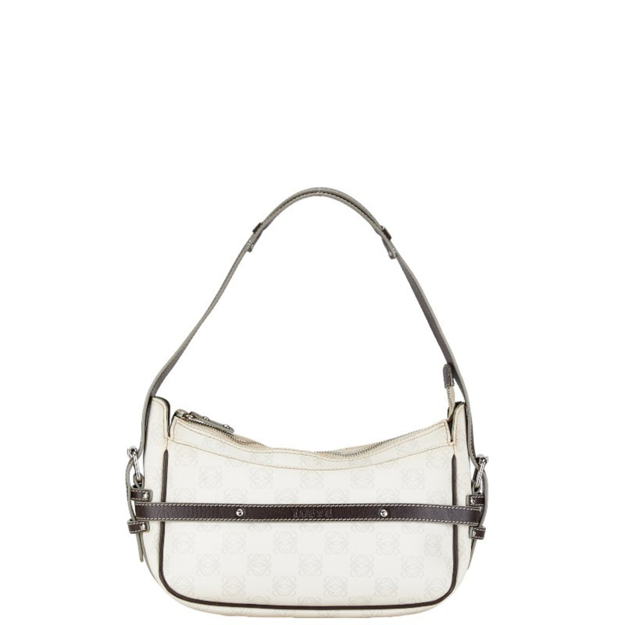 LOEWE Anagram Bag White Brown PVC Leather Women's