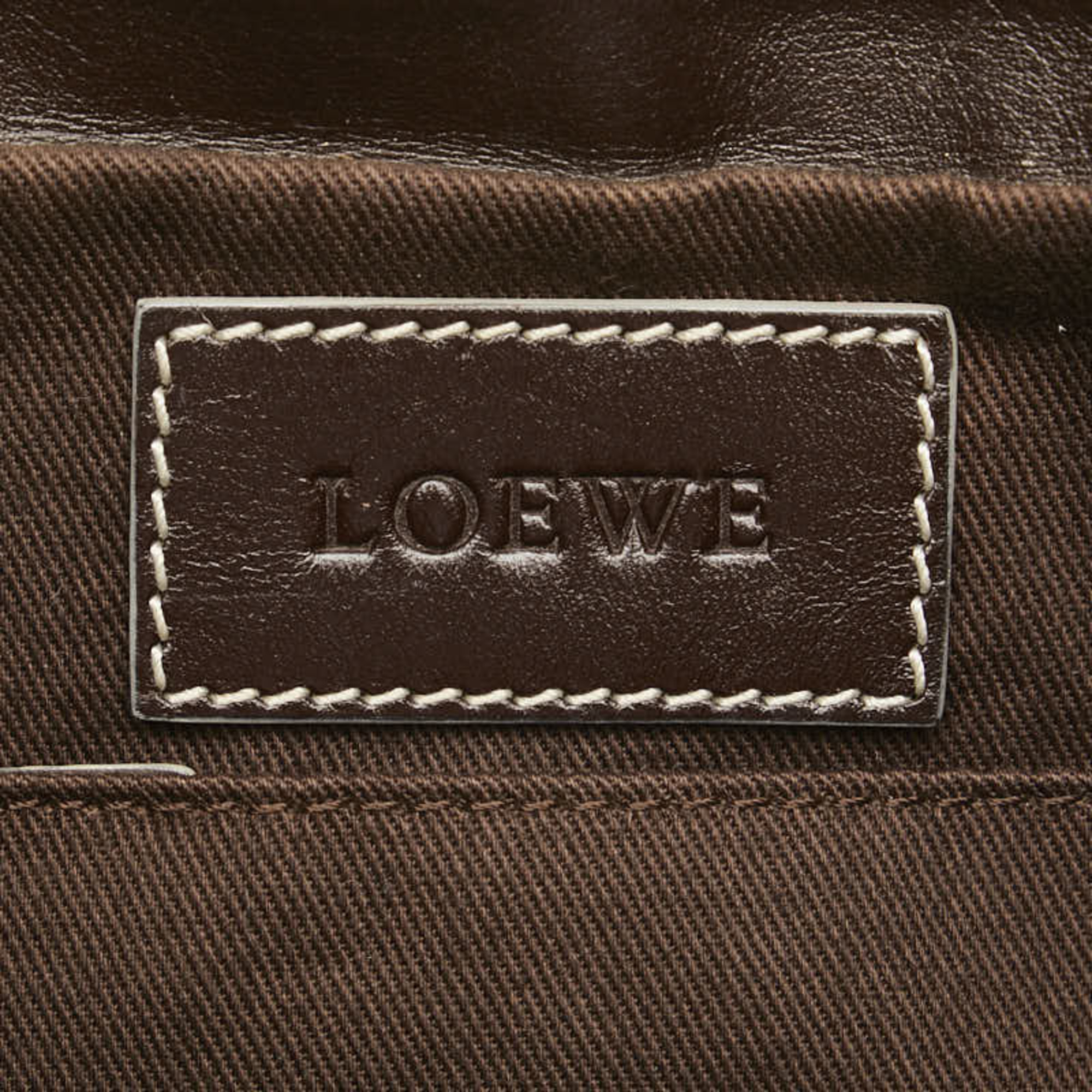 LOEWE Anagram Bag White Brown PVC Leather Women's