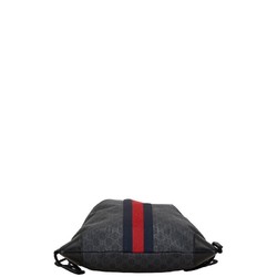 Gucci GG Supreme Sherry Line Drawstring Backpack 473872 Black Red PVC Leather Women's GUCCI