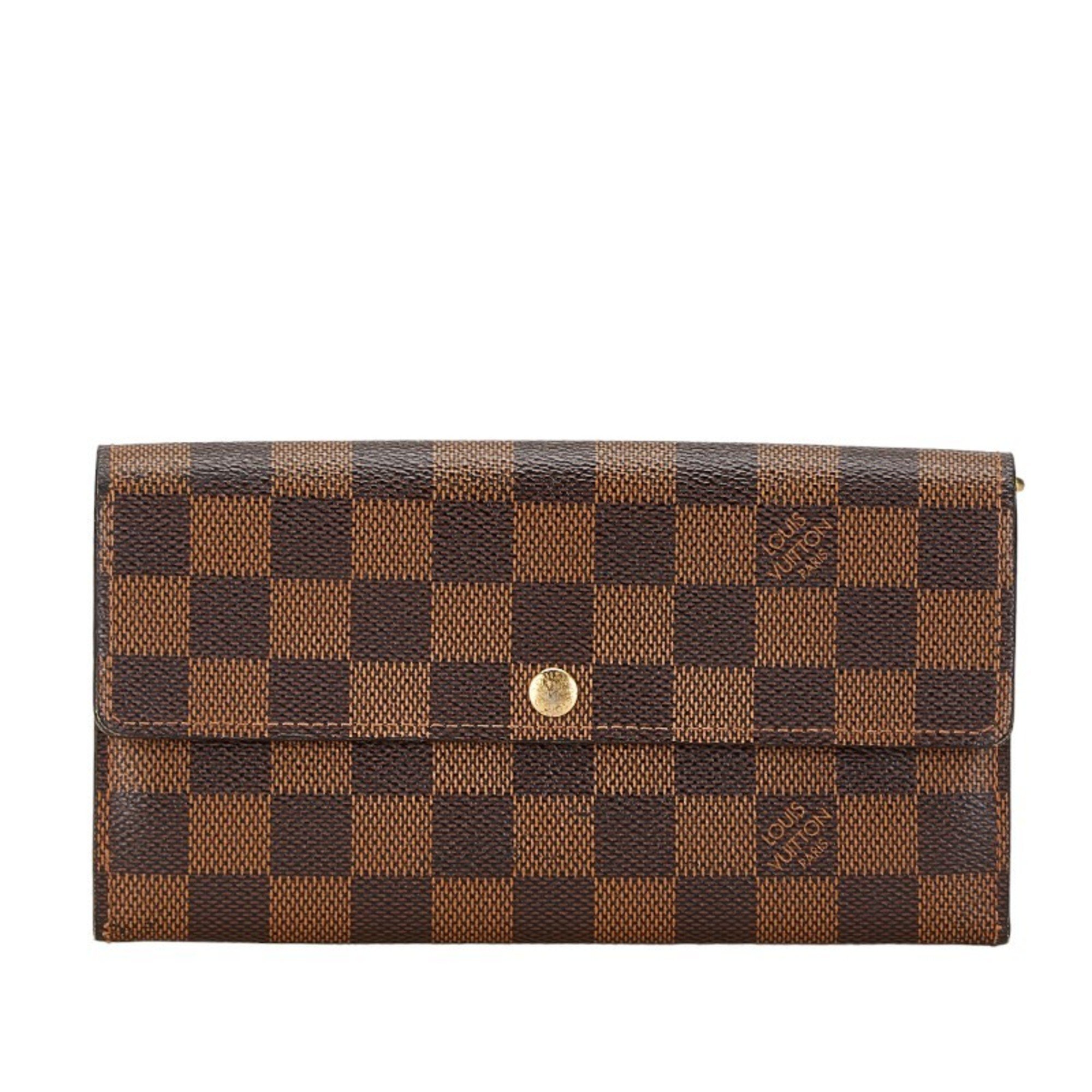 Louis Vuitton Damier Portefeuille Sarah Long Wallet N61734 Brown PVC Leather Women's LOUIS VUITTON