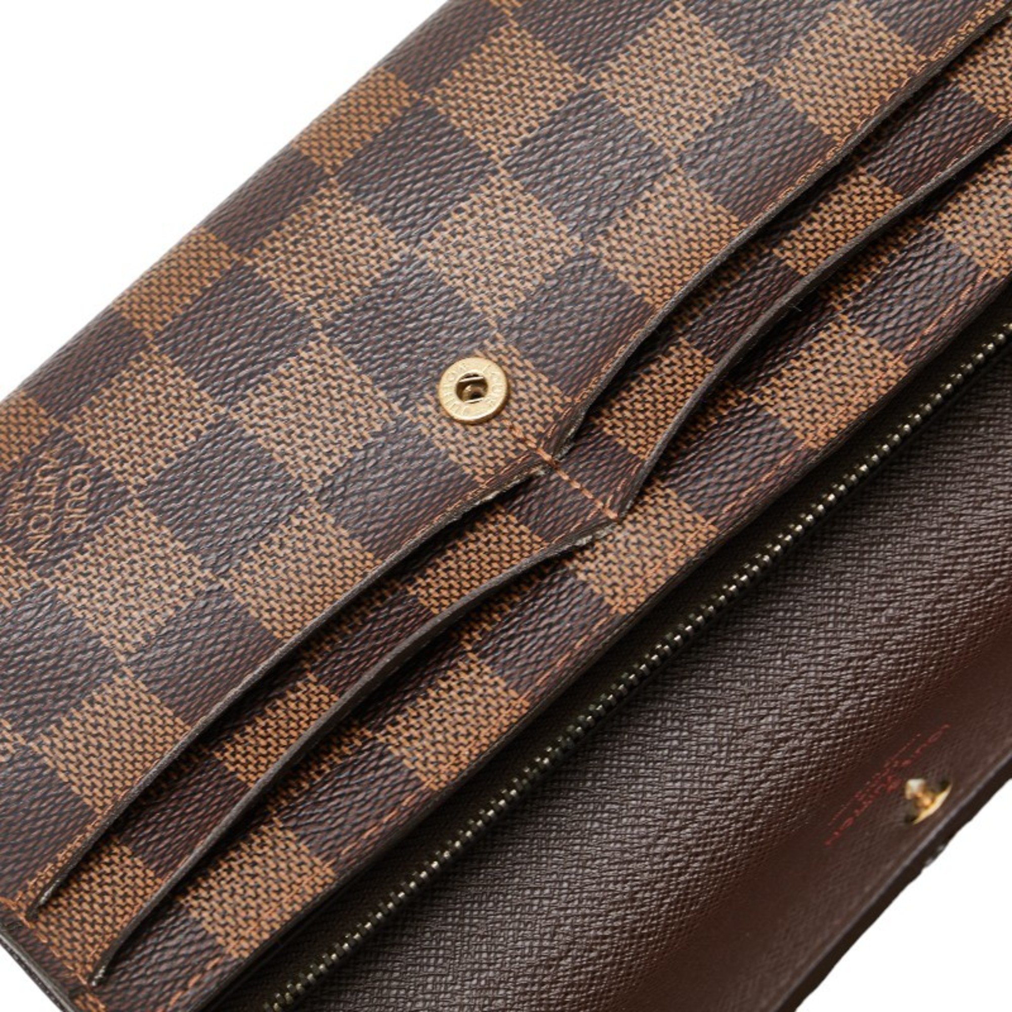 Louis Vuitton Damier Portefeuille Sarah Long Wallet N61734 Brown PVC Leather Women's LOUIS VUITTON