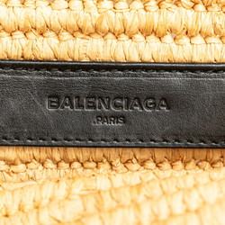 Balenciaga Clutch Bag Basket Beige Brown Raffia Leather Women's BALENCIAGA