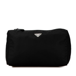 Prada Triangle Plate Pouch Black Nylon Women's PRADA