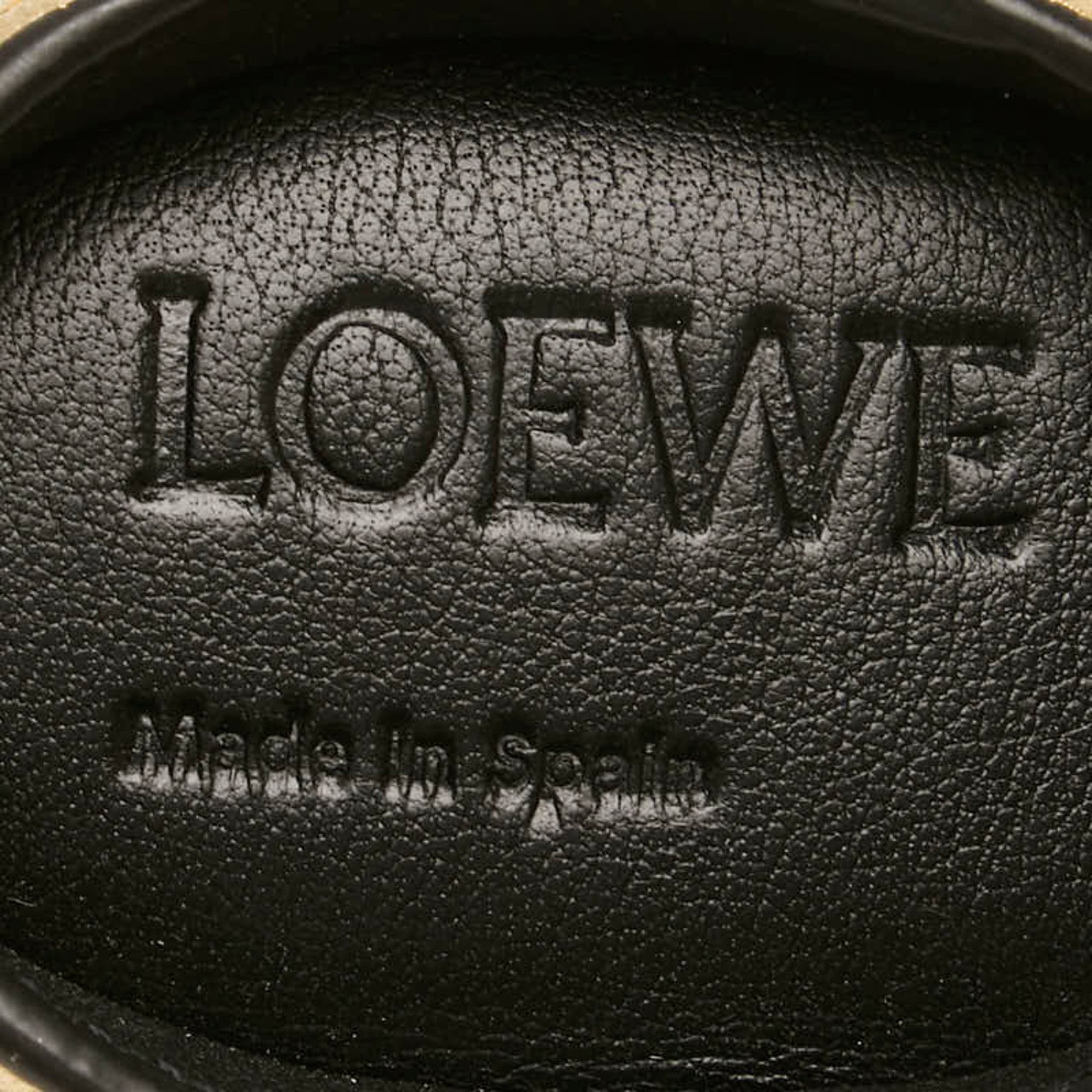 LOEWE Rabbit Motif Coin Case Gold Leather Women's