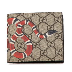 Gucci GG Supreme Kingsnake Bi-fold Wallet 451266 Beige Brown PVC Leather Men's GUCCI