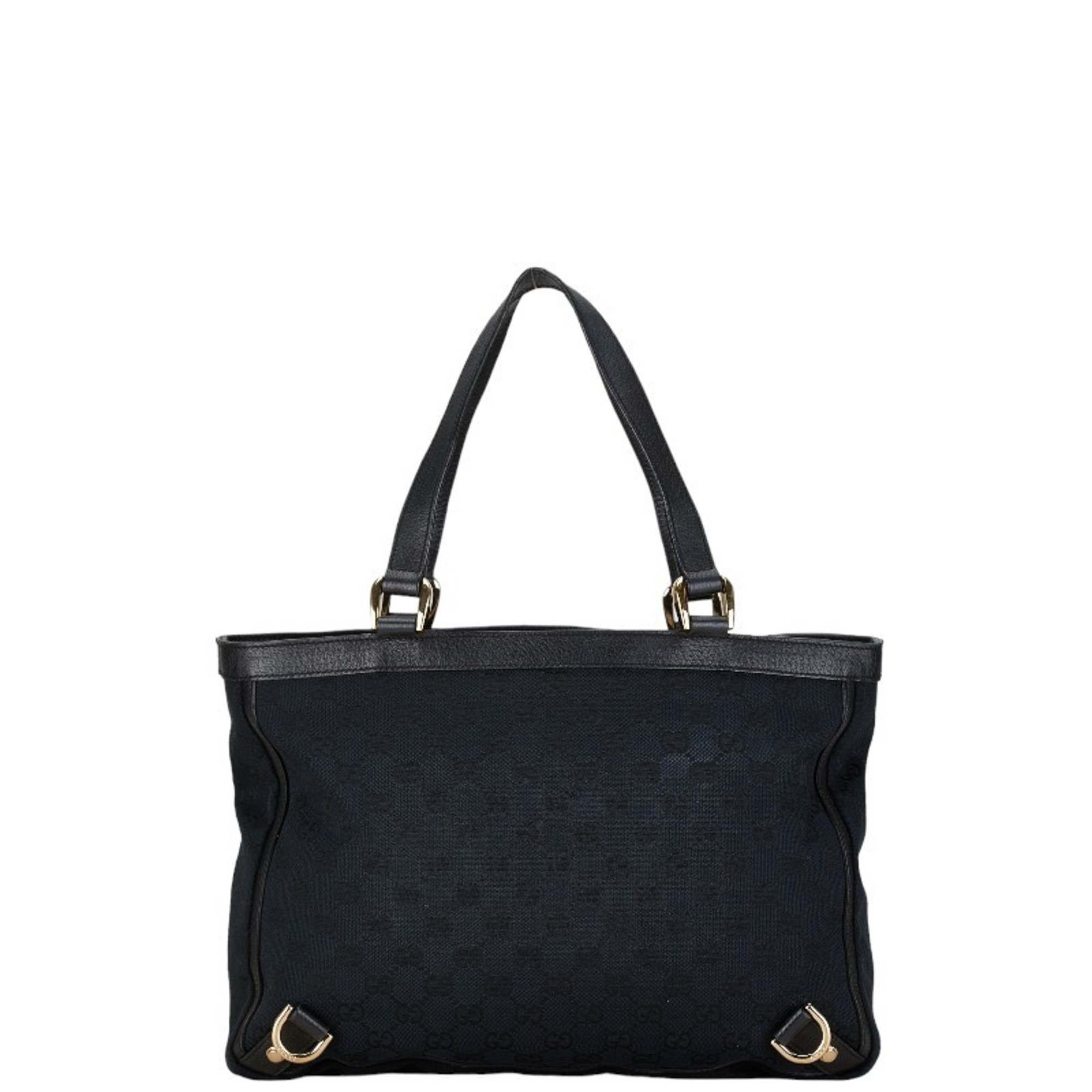 Gucci GG Canvas Tote Bag 170004 Black Leather Women's GUCCI