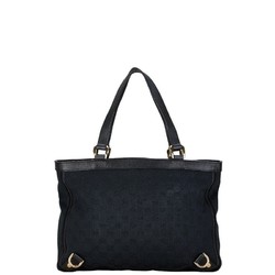 Gucci GG Canvas Tote Bag 170004 Black Leather Women's GUCCI