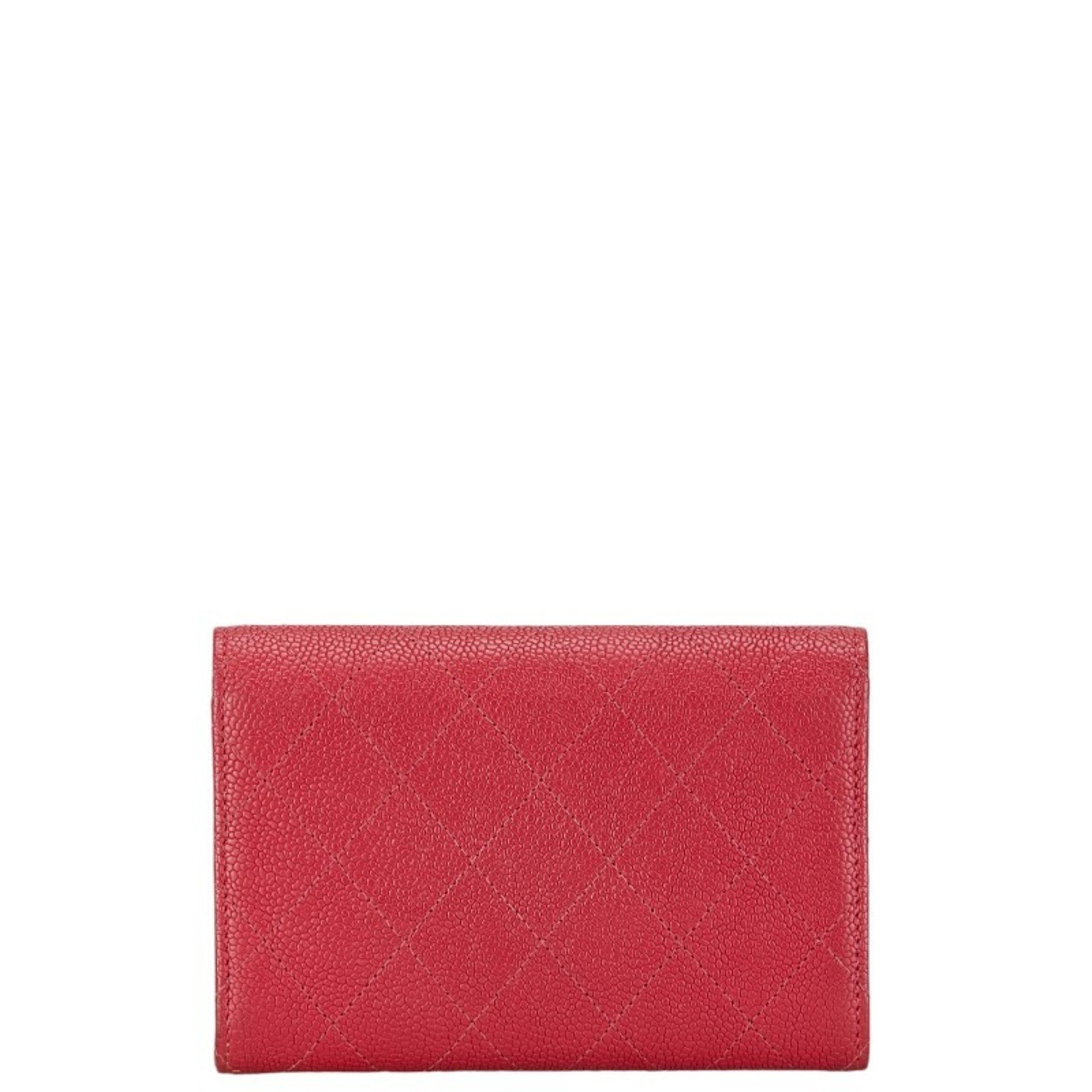 CHANEL Coco Mark Flap Wallet Pink Caviar Skin Women's