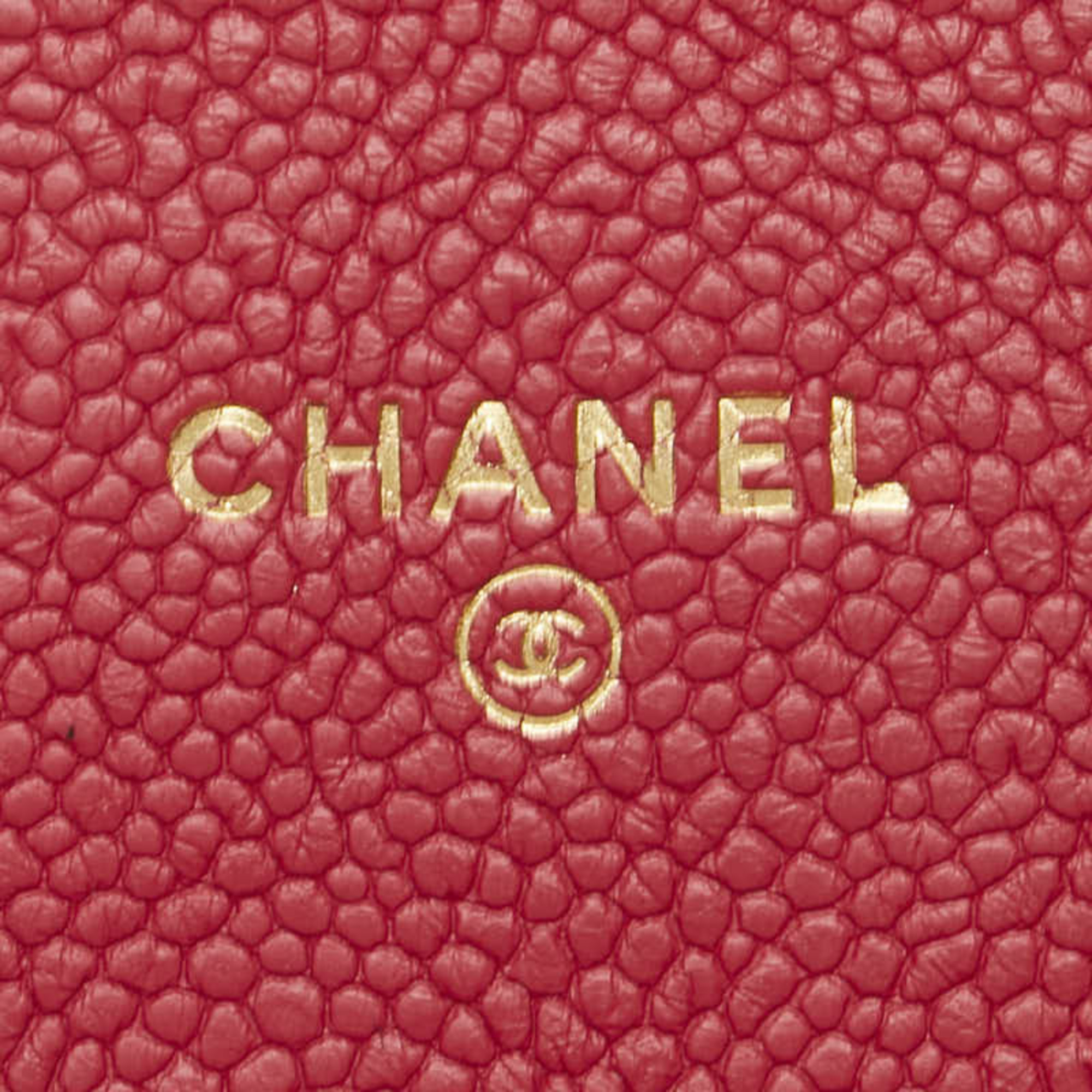 CHANEL Coco Mark Flap Wallet Pink Caviar Skin Women's