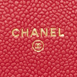 CHANEL Coco Mark Flap Wallet Pink Caviar Skin Women's