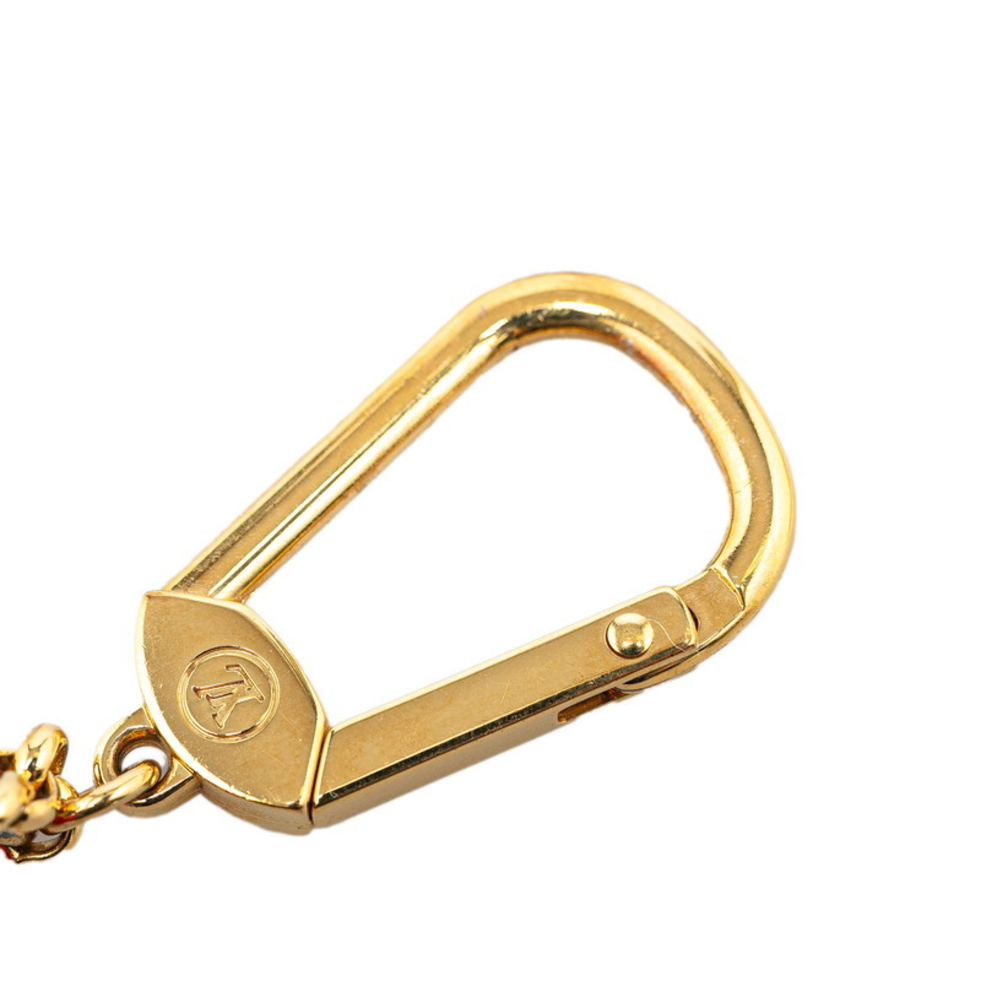 Louis Vuitton Porte Cle Pomme Heart Apple Charm Keychain M66495 Red Gold Plated Women's LOUIS VUITTON