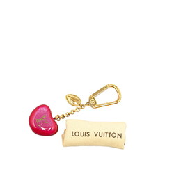 Louis Vuitton Porte Cle Pomme Heart Apple Charm Keychain M66495 Red Gold Plated Women's LOUIS VUITTON