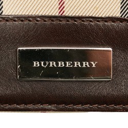 Burberry Nova Check Plate Shoulder Bag Beige Brown Canvas Leather Women's BURBERRY