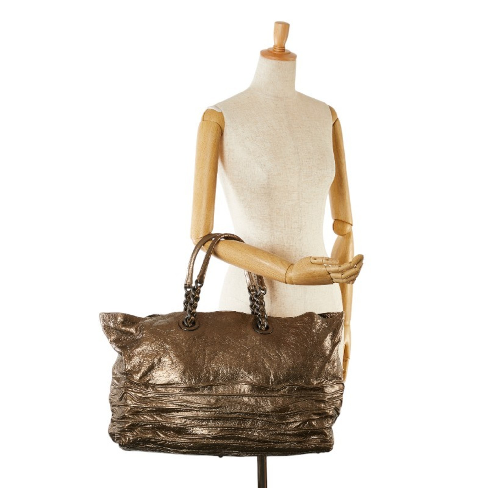 Bottega Veneta Tote Bag Gold Leather Women's BOTTEGAVENETA