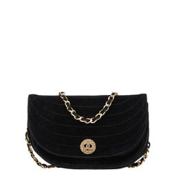 Chanel Half Moon Coco Mark Chain Shoulder Bag Black Suede Women's CHANEL