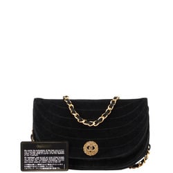 Chanel Half Moon Coco Mark Chain Shoulder Bag Black Suede Women's CHANEL