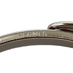 Hermes Boucle Cellier Bangle Silver Brown Metal Leather Women's HERMES