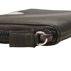 Prada Triangle Plate Round Long Wallet Black Nylon Women's PRADA