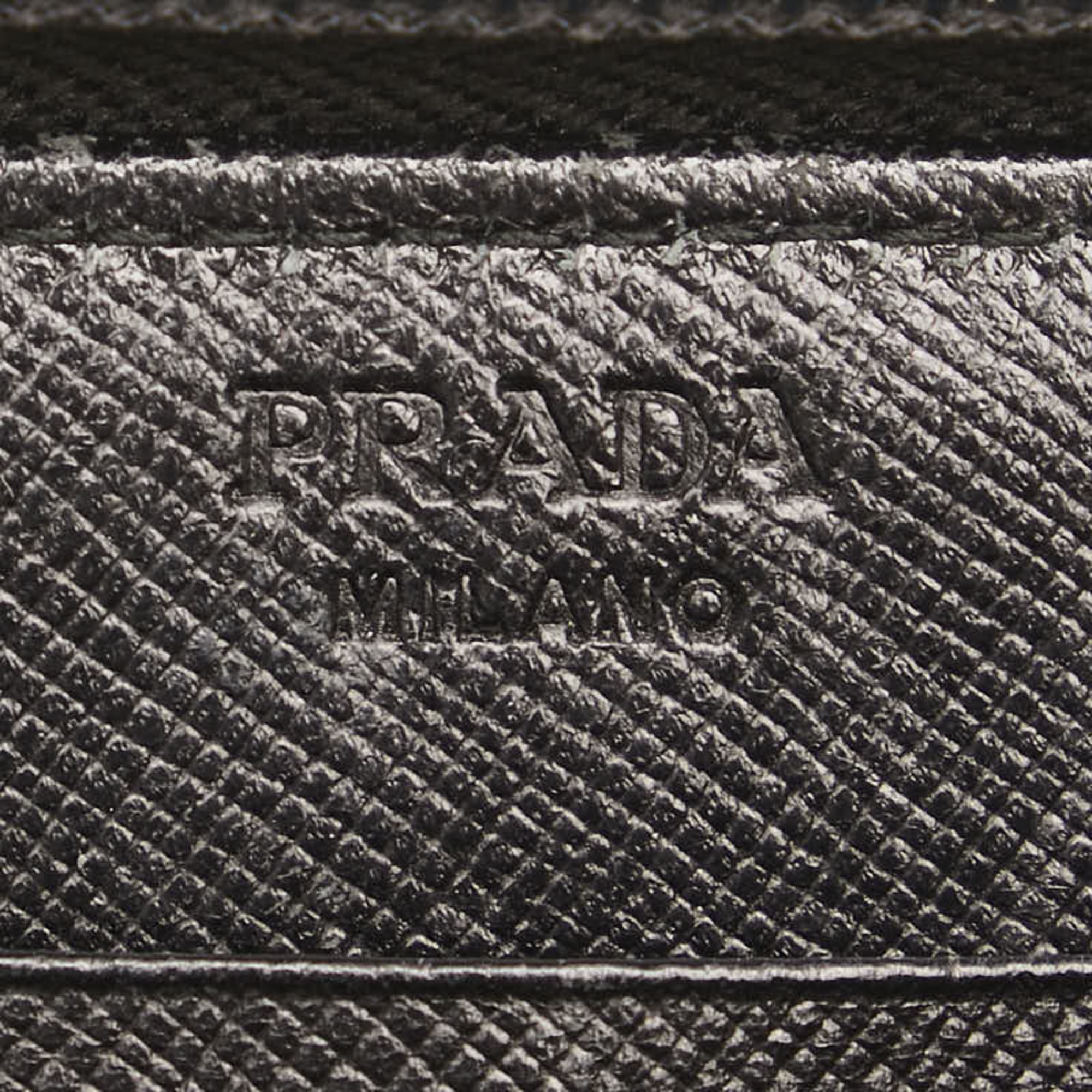 Prada Triangle Plate Round Long Wallet Black Nylon Women's PRADA