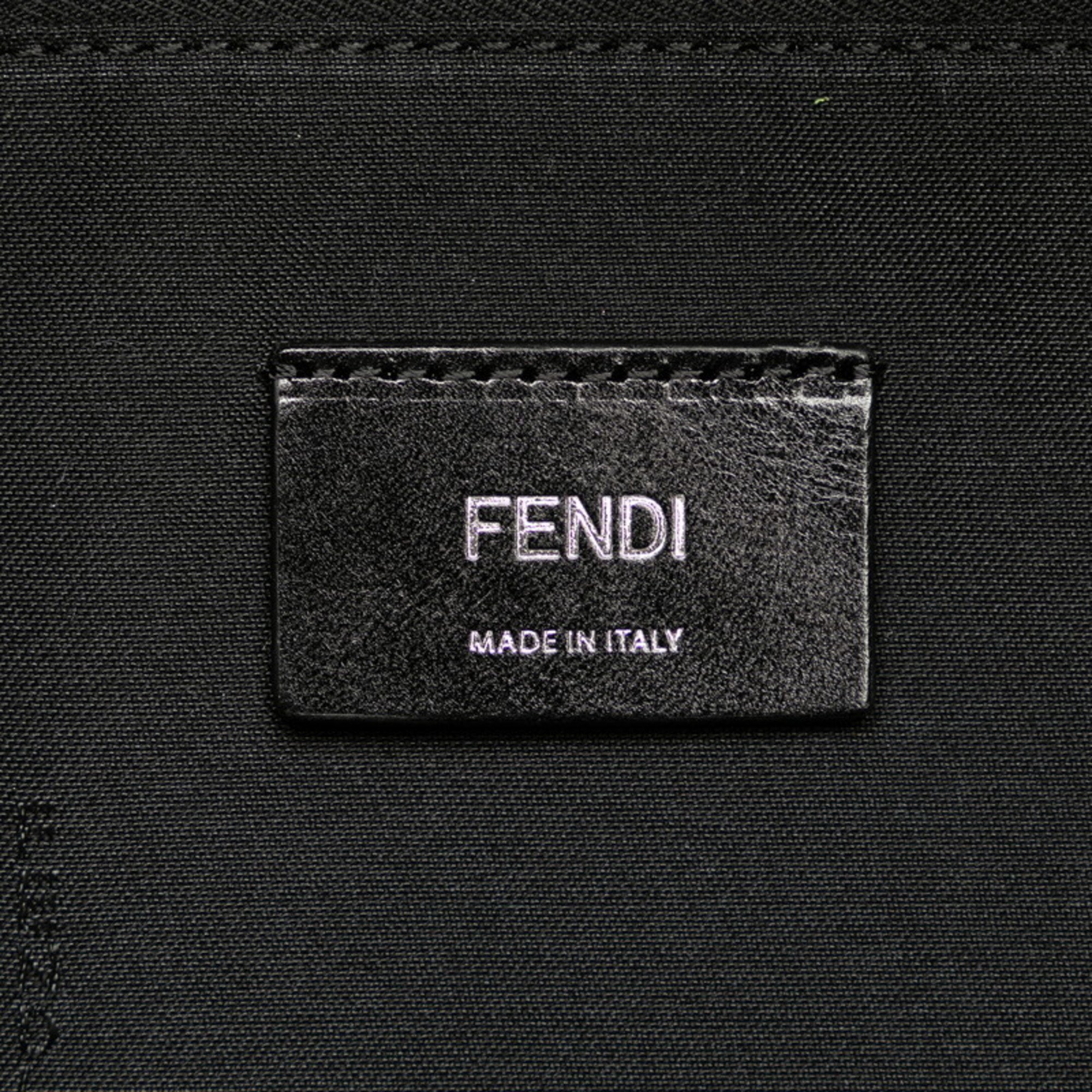 FENDI ZUCCA Rucksack 7VZ042 Black Brown Nylon PVC Leather Men's