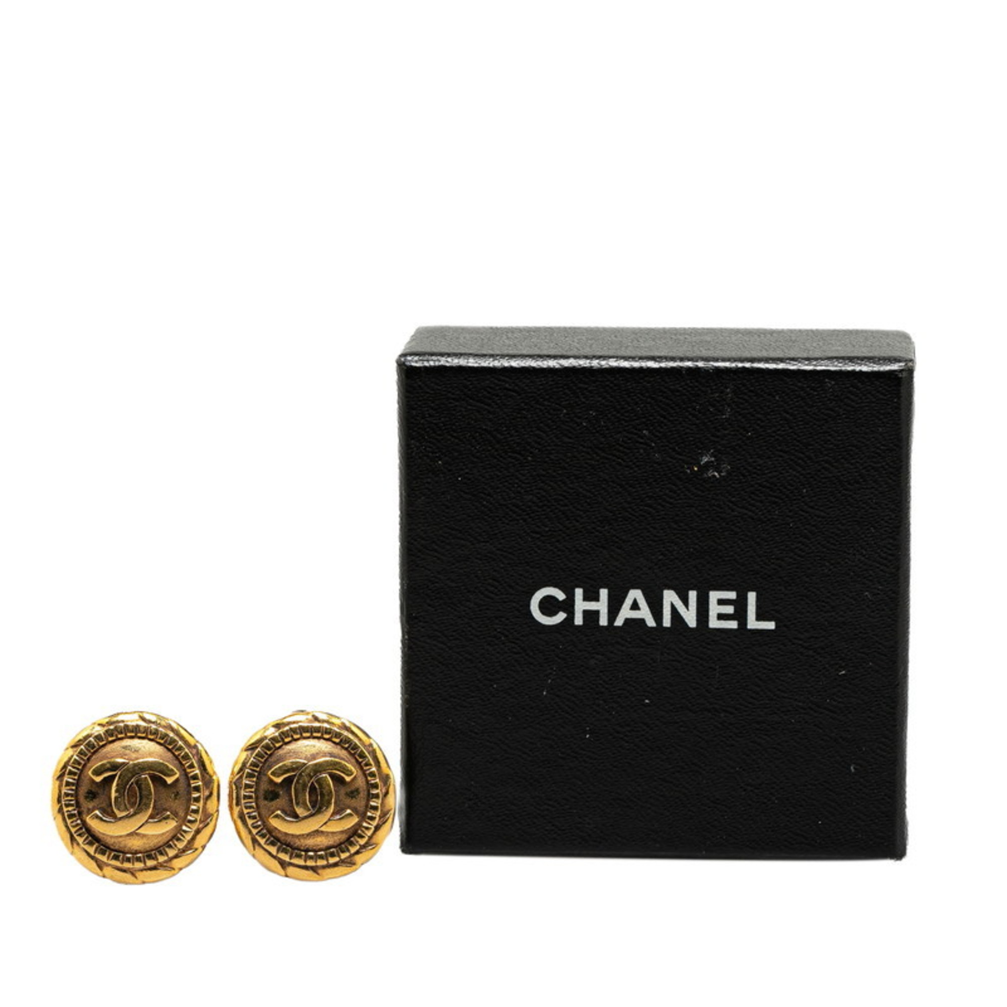 Chanel Coco Mark Earrings Gold Plated Women's CHANEL