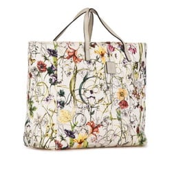 Gucci Flower Motif Tote Bag 284721 White Green Multicolor Canvas Leather Women's GUCCI