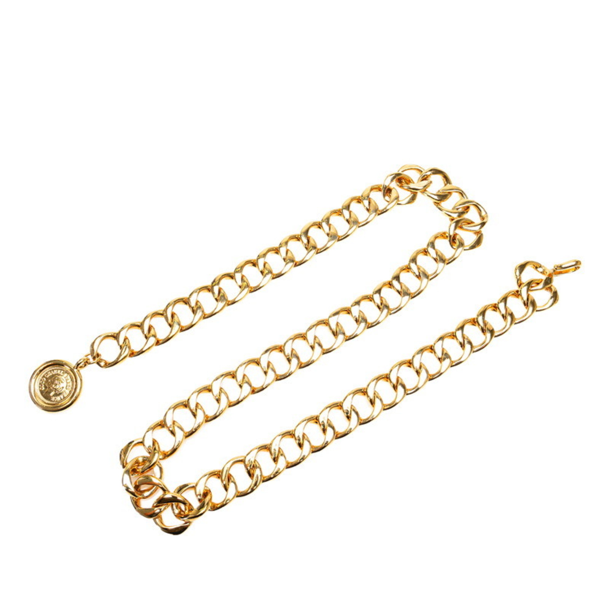 Chanel Coco Mark Medallion Chain Belt Gold Plated Women's CHANEL