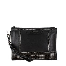 Jimmy Choo Studded Clutch Bag Second Black Silver Leather Women's JIMMY CHOO