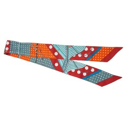 Hermes Clic Clac a Pois Click Crack Dot Scarf Muffler Twilly Orange Multicolor Silk Women's HERMES