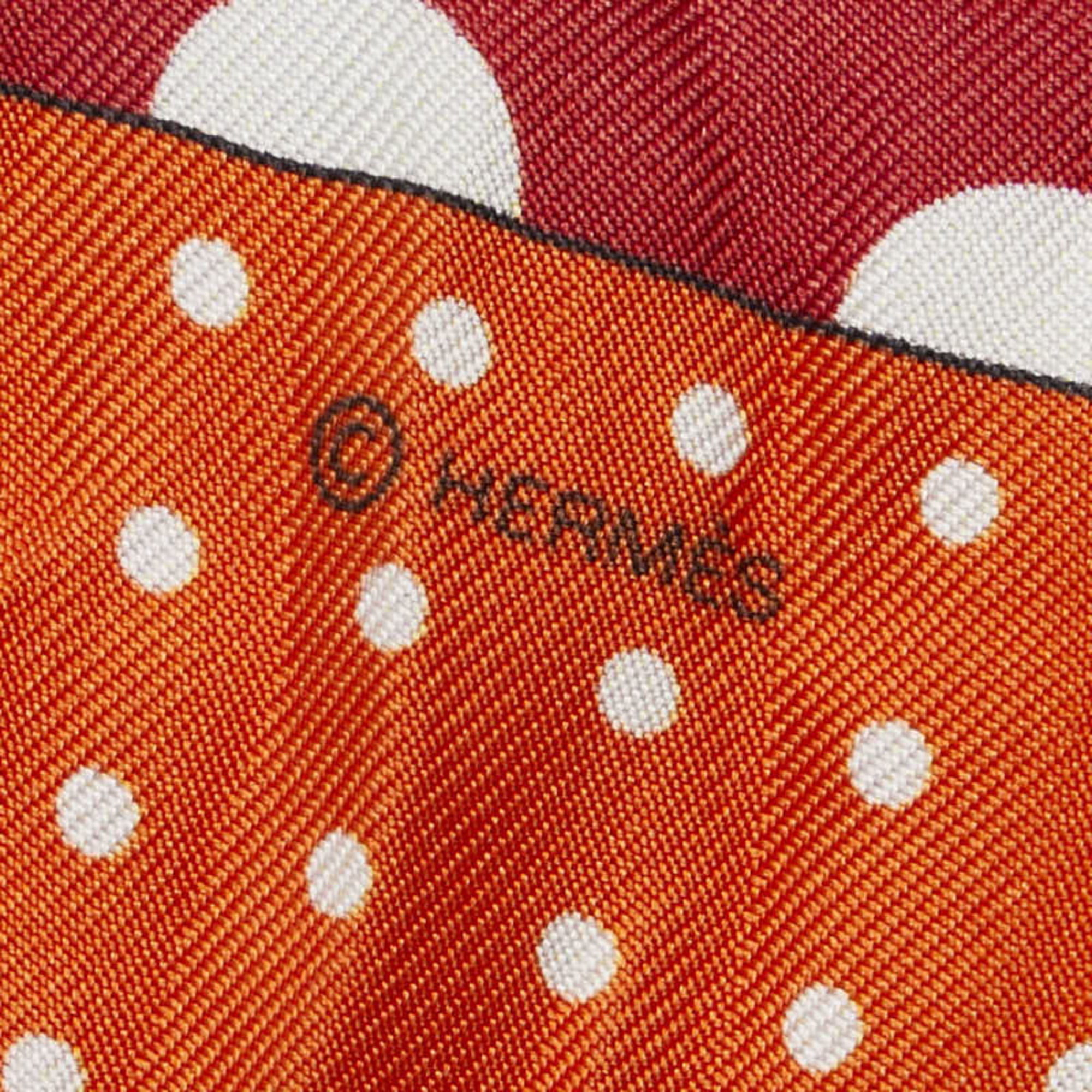 Hermes Clic Clac a Pois Click Crack Dot Scarf Muffler Twilly Orange Multicolor Silk Women's HERMES