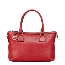 Gucci Interlocking G Handbag Shoulder Bag 449659 Red Leather Women's GUCCI