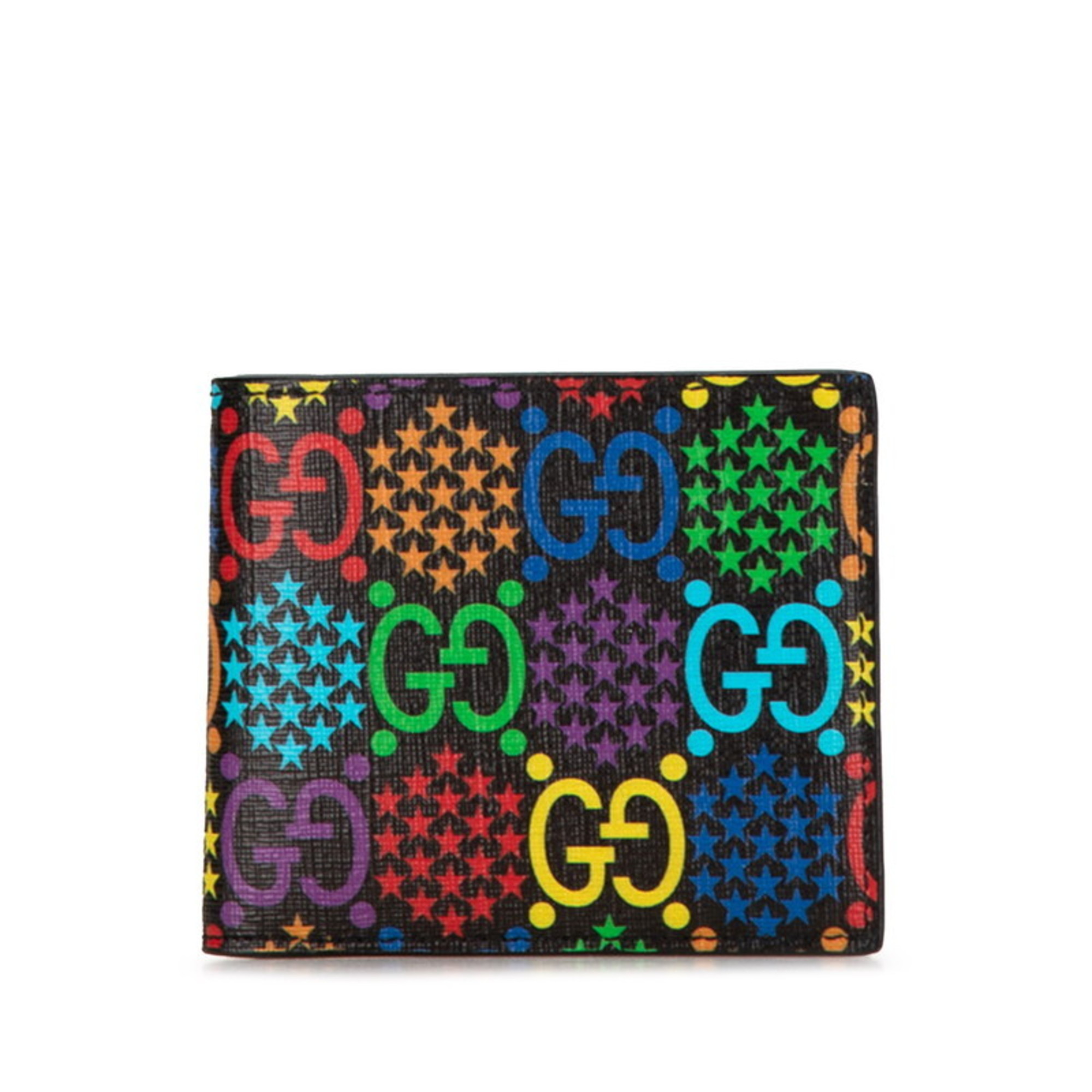 Gucci GG Psychedelic Bi-fold Wallet 601089 Black Multicolor PVC Women's GUCCI