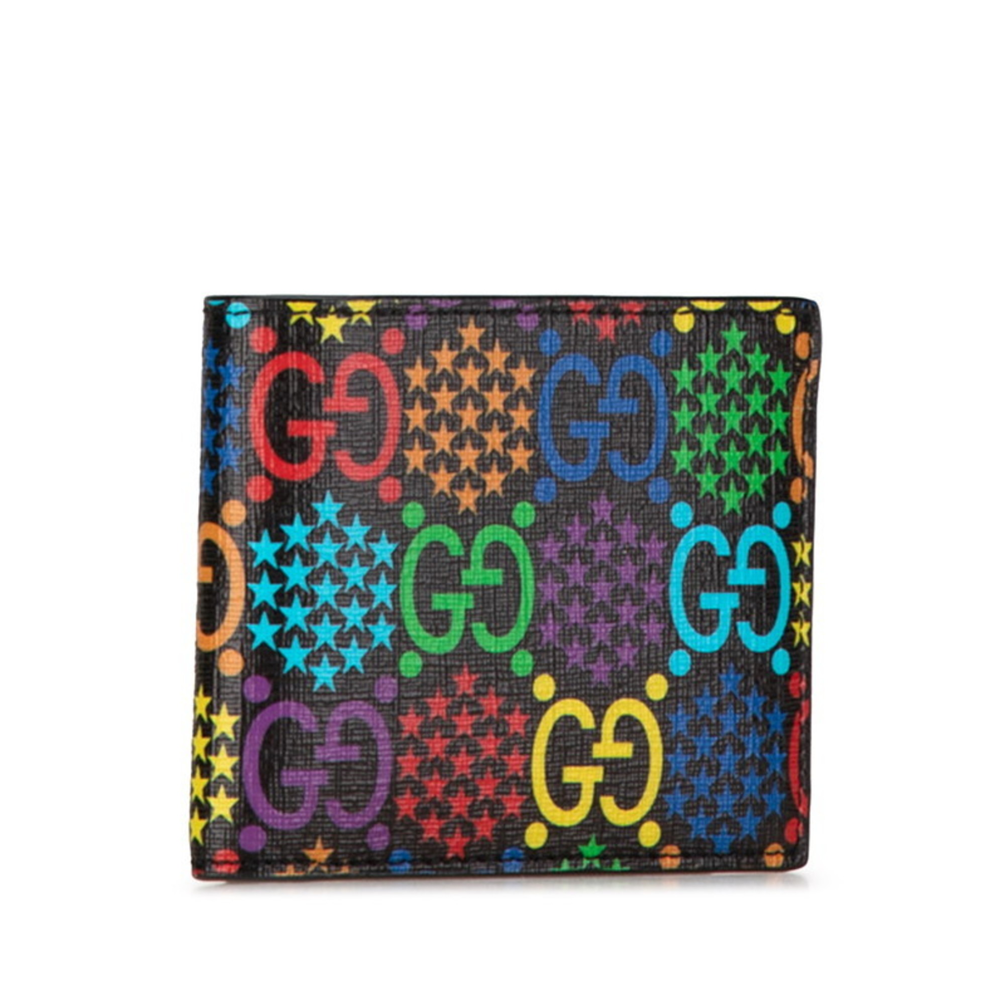 Gucci GG Psychedelic Bi-fold Wallet 601089 Black Multicolor PVC Women's GUCCI