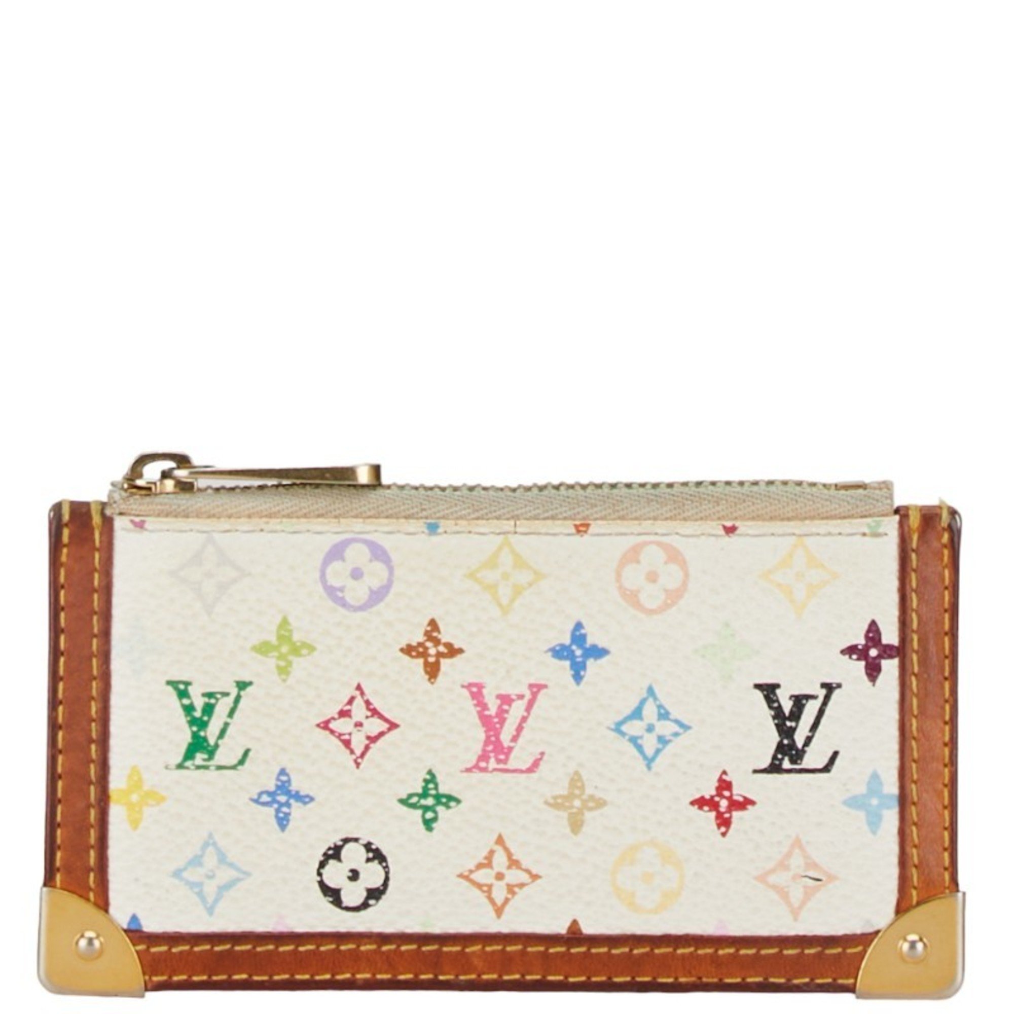 Louis Vuitton Monogram Multicolor Pochette Cle Coin Case M92655 White PVC Leather Women's LOUIS VUITTON