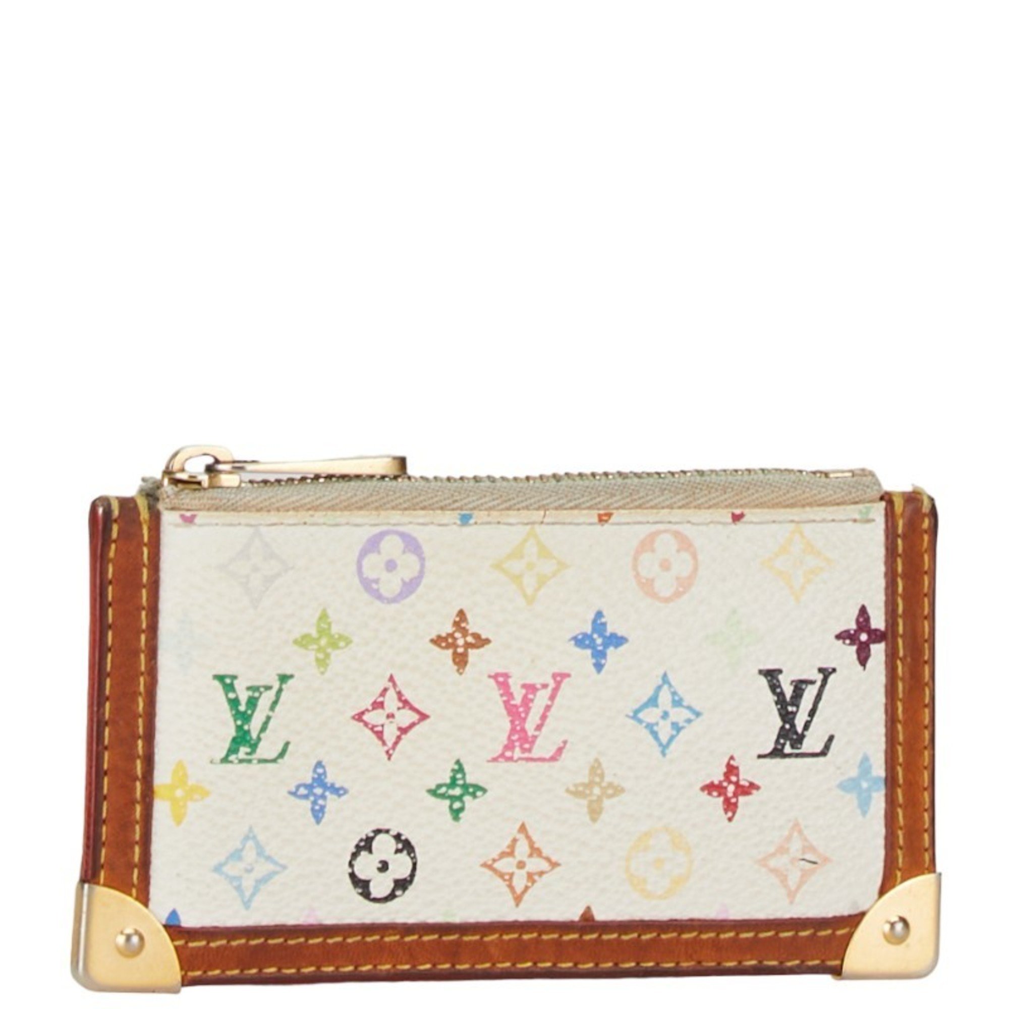 Louis Vuitton Monogram Multicolor Pochette Cle Coin Case M92655 White PVC Leather Women's LOUIS VUITTON