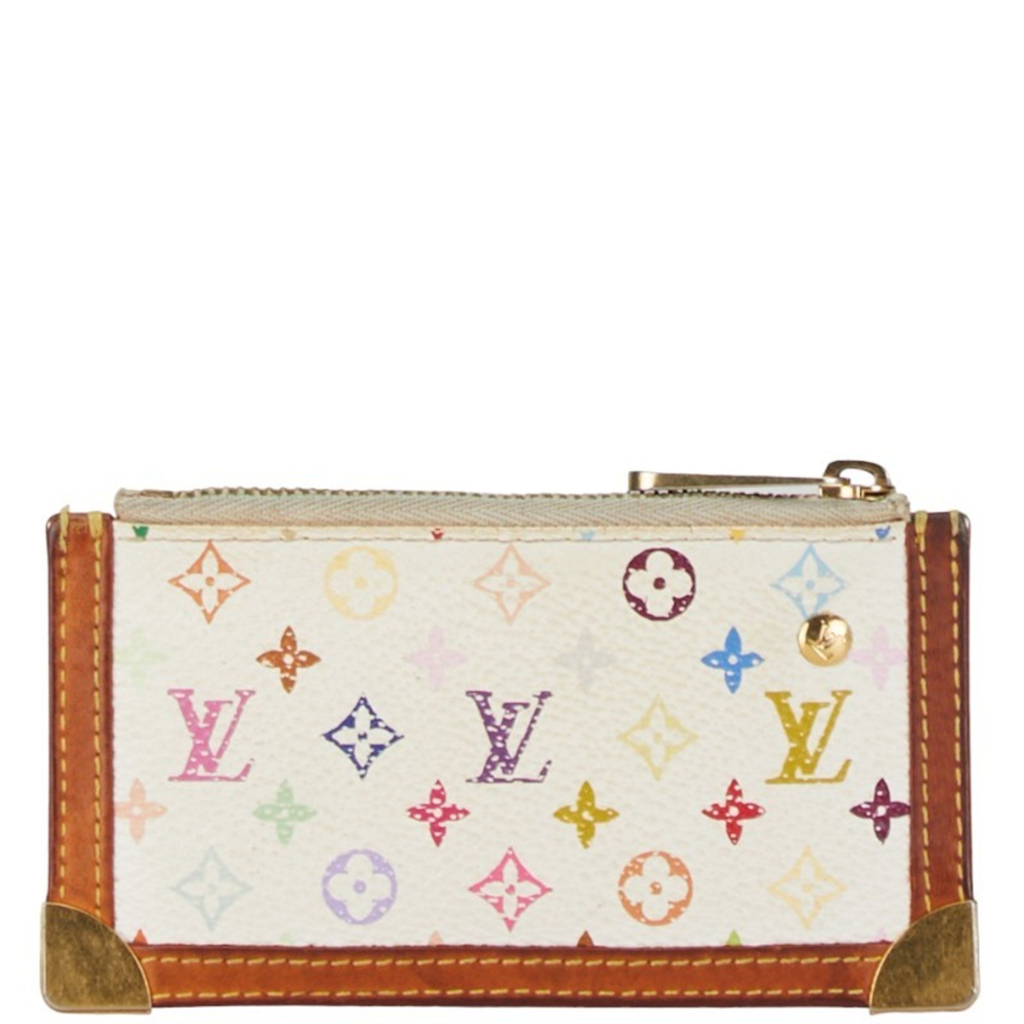 Louis Vuitton Monogram Multicolor Pochette Cle Coin Case M92655 White PVC Leather Women's LOUIS VUITTON