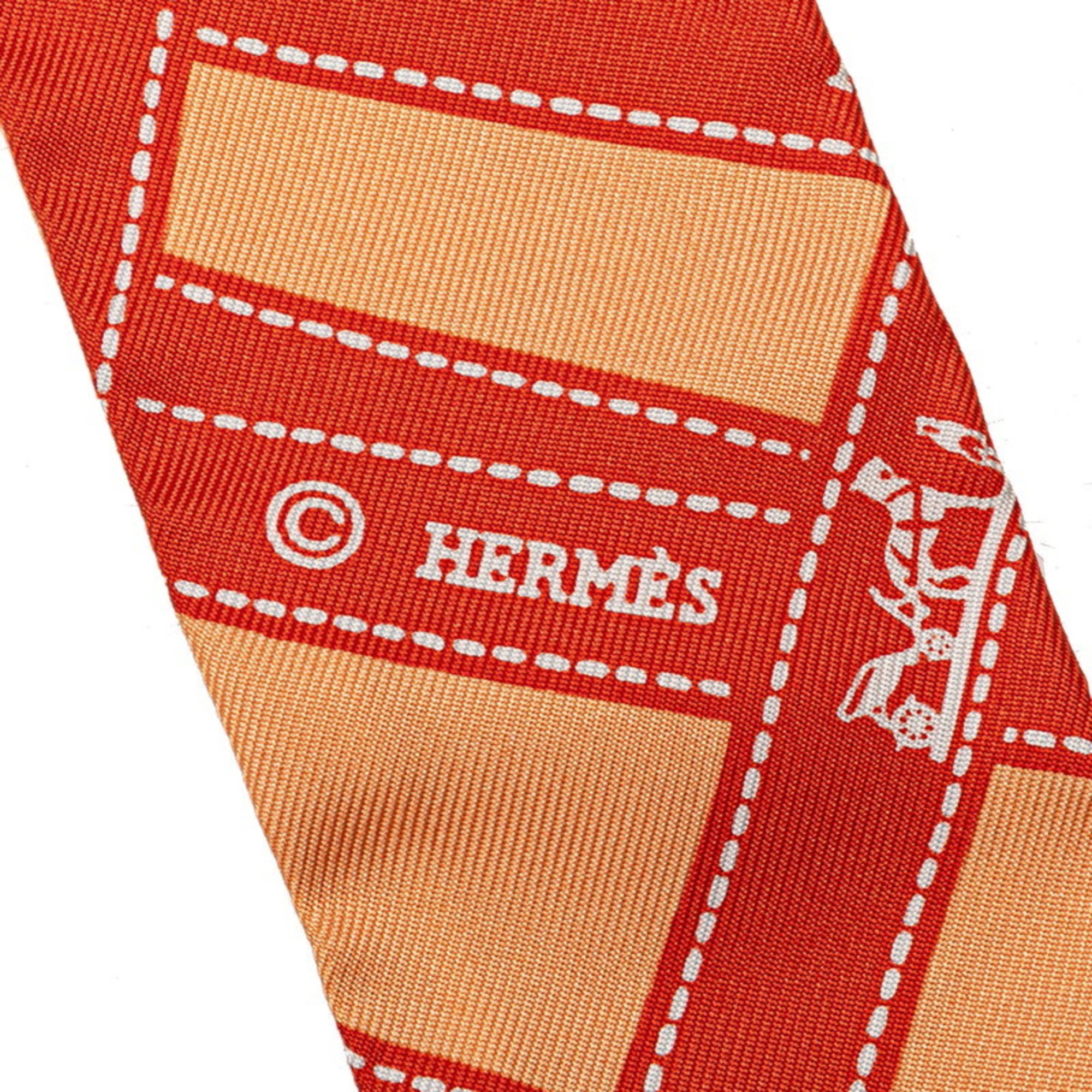 Hermes Twilly BOLDUC Scarf Muffler Orange Multicolor Silk Women's HERMES